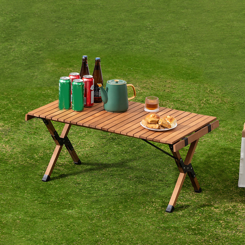 Industrial Solid Wood Folding Table No Natural Variation Rectangle Camping Table