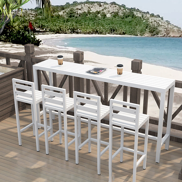 White Faux Wood Dining Table Set 1/2/5 Pcs Industrial Rectangular Dining Set