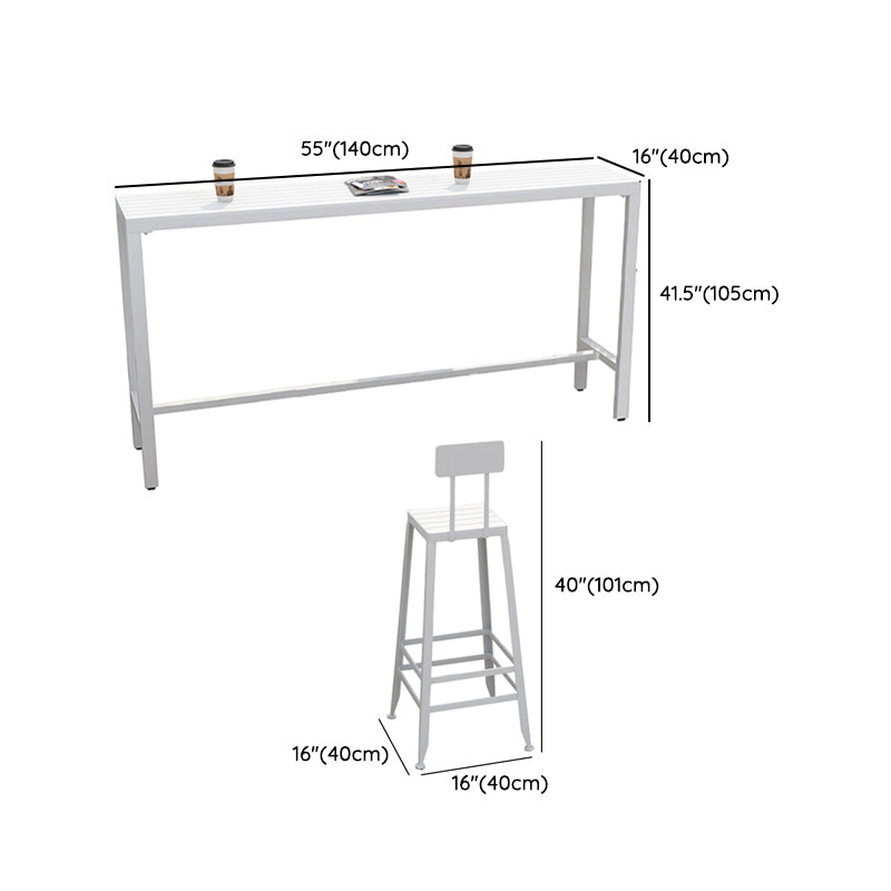White Faux Wood Dining Table Set 1/2/5 Pcs Industrial Rectangular Dining Set