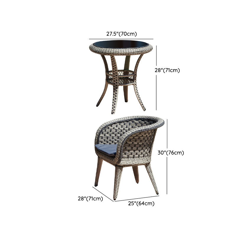 Wicker Bistro Set for Small Places 1/2/3/4/5 Pcs Contemporary Bistro Table Set