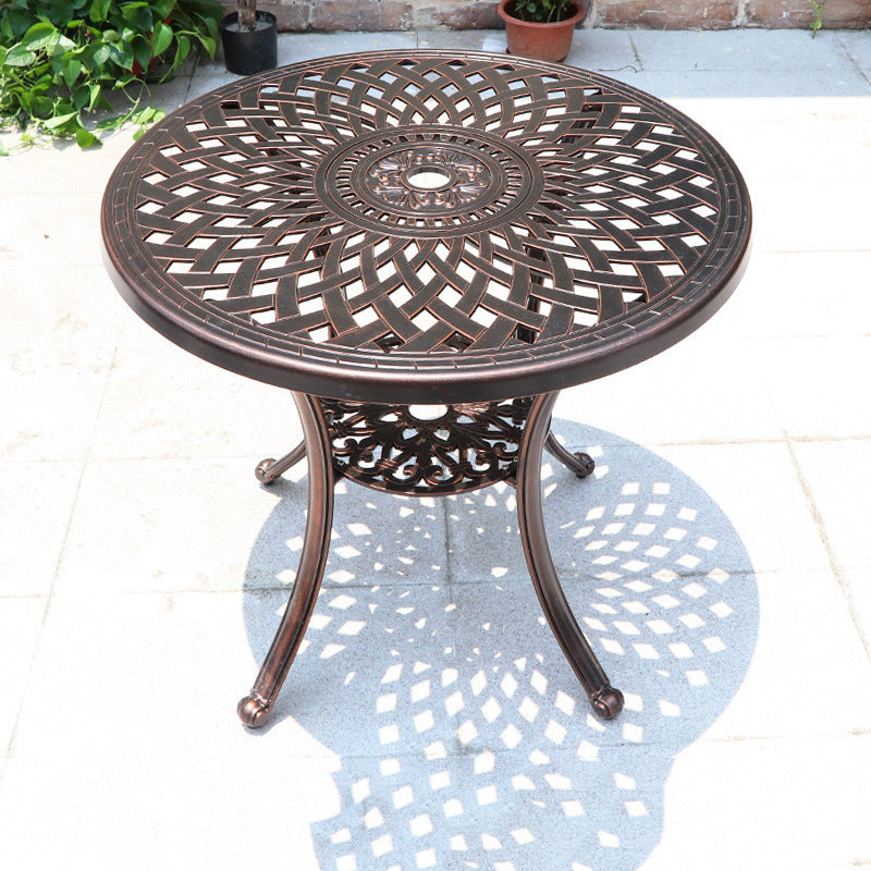Dark Brown Boho Dining Table Set 1/5 Pcs Metal Outdoor Dining Set