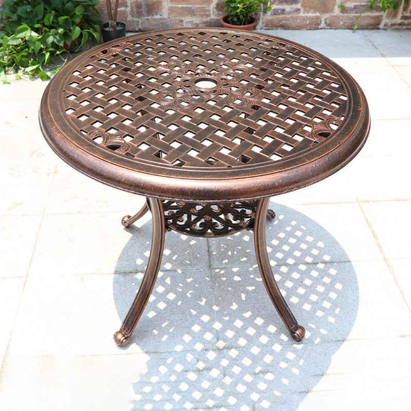 Dark Brown Boho Dining Table Set 1/5 Pcs Metal Outdoor Dining Set