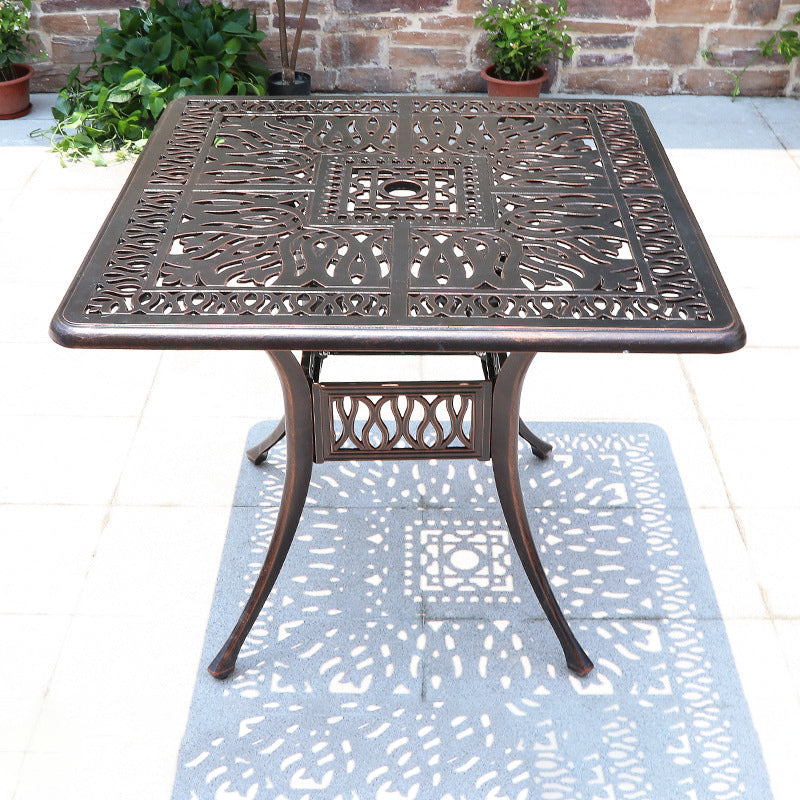 Dark Brown Boho Dining Table Set 1/5 Pcs Metal Outdoor Dining Set