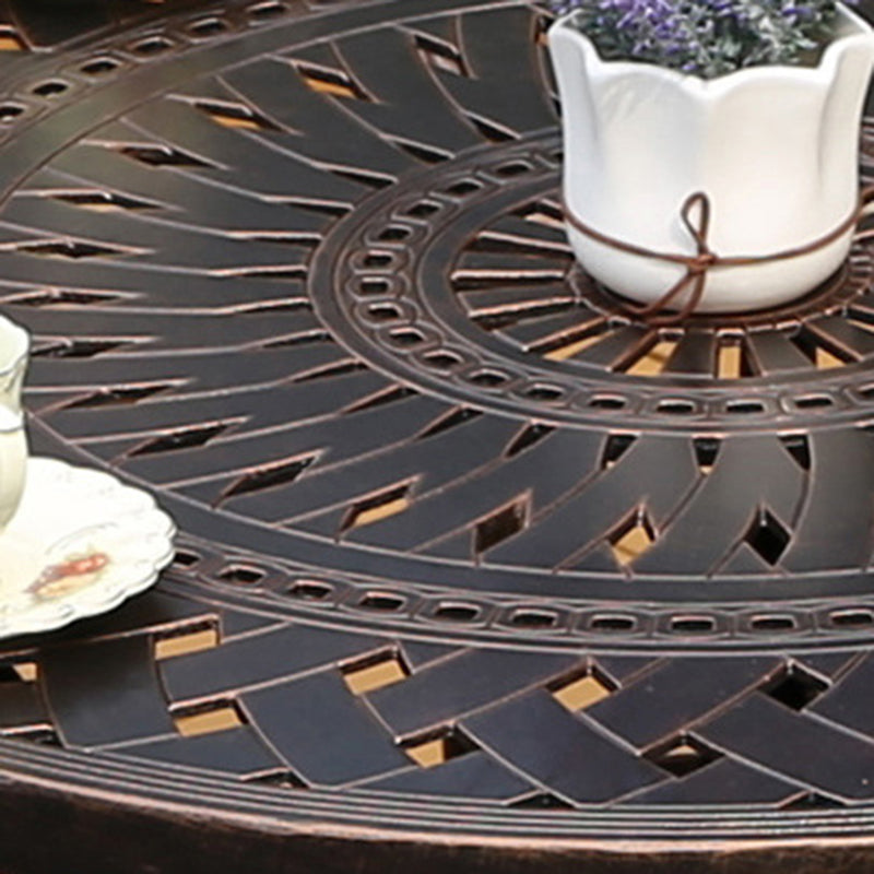 Dark Brown Boho Dining Table Set 1/5 Pcs Metal Outdoor Dining Set