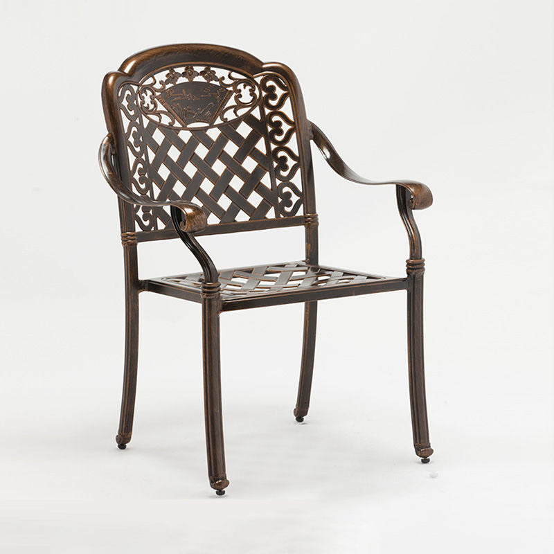 Dark Brown Boho Dining Table Set 1/5 Pcs Metal Outdoor Dining Set