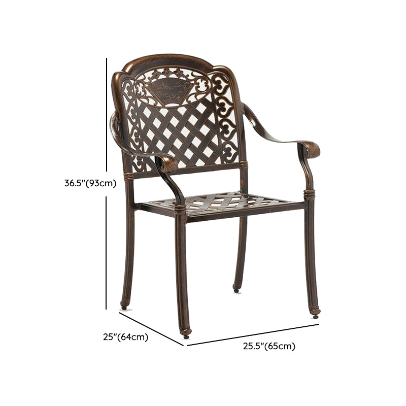 Dark Brown Boho Dining Table Set 1/5 Pcs Metal Outdoor Dining Set