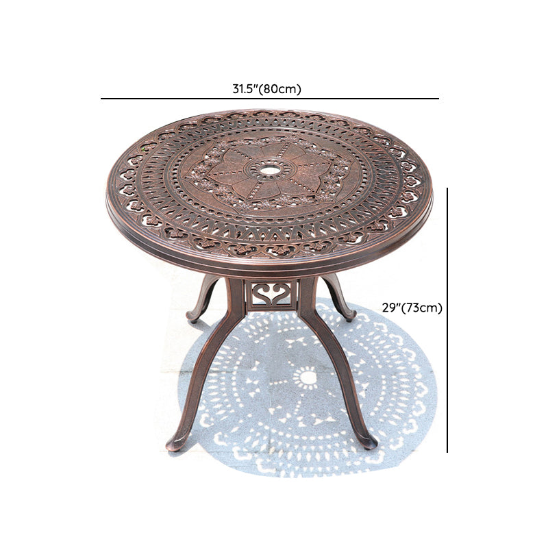 Dark Brown Boho Dining Table Set 1/5 Pcs Metal Outdoor Dining Set