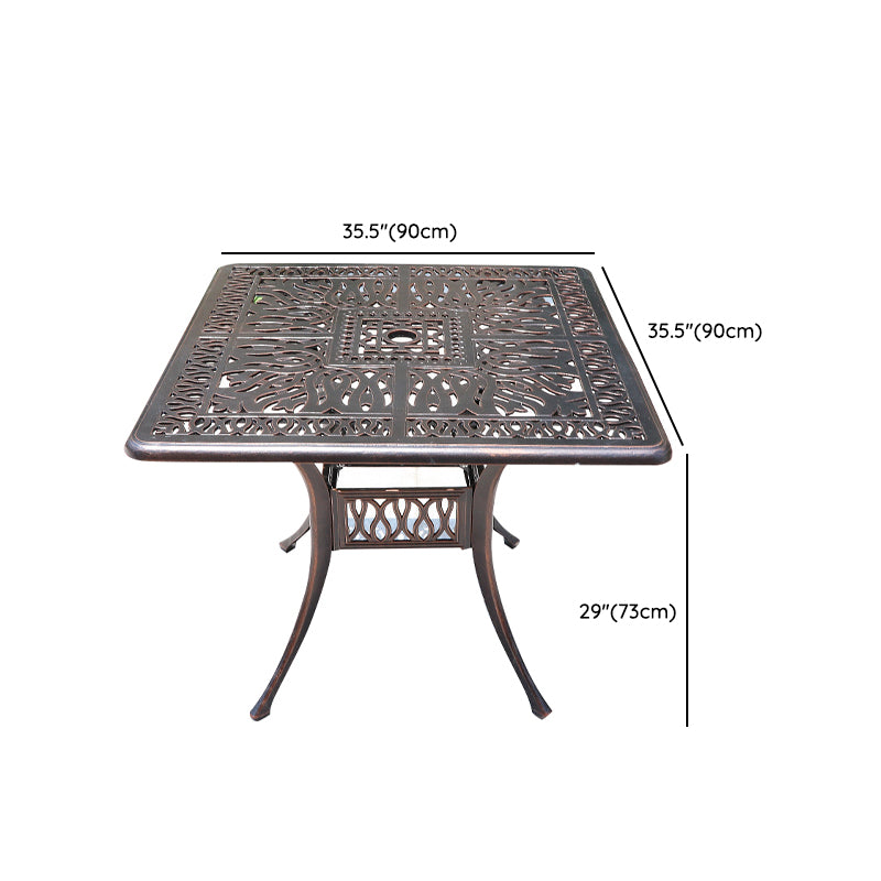 Dark Brown Boho Dining Table Set 1/5 Pcs Metal Outdoor Dining Set