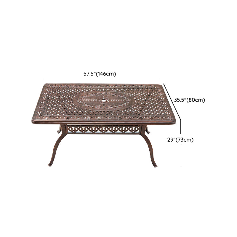 Dark Brown Boho Dining Table Set 1/5 Pcs Metal Outdoor Dining Set