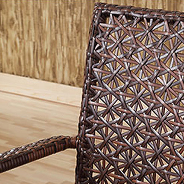 Contemporary Glass Top Dining Table Set 1/2/5/7 Pcs Brown Wicker Dining Set