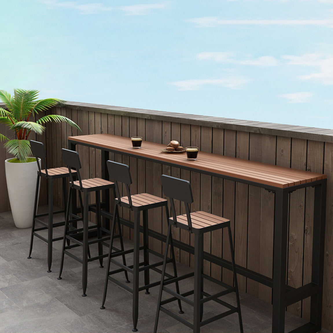 Industrial Style 1/5 Pieces Metal Bar Table Set Reclaimed Wood Bar Height Set