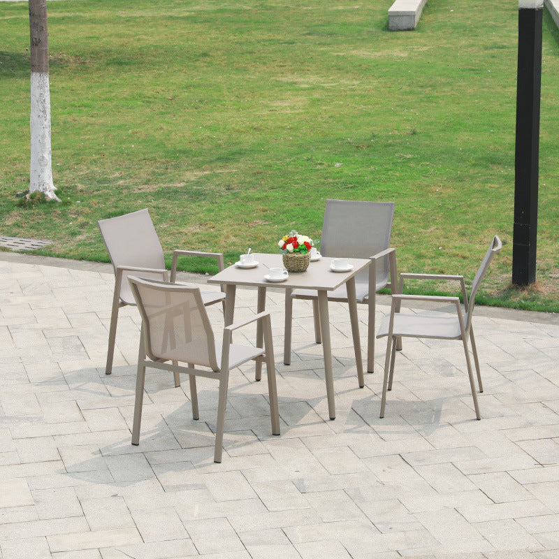 Boho Style Gray Dining Set Metal 1/5 Pieces Water Resistant Dining Set