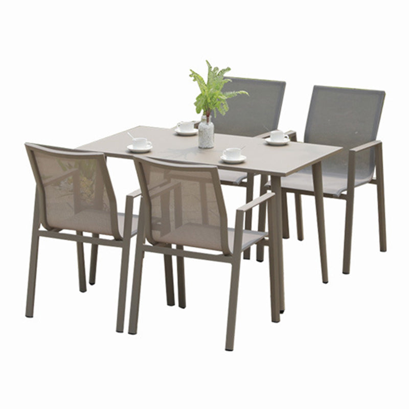 Boho Style Gray Dining Set Metal 1/5 Pieces Water Resistant Dining Set
