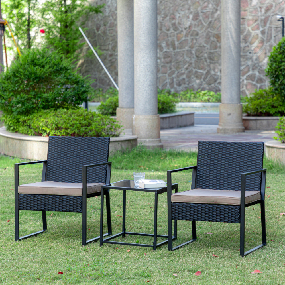 Modern Style Bistro Table Set Wicker 3 Pieces Bistro Table Set