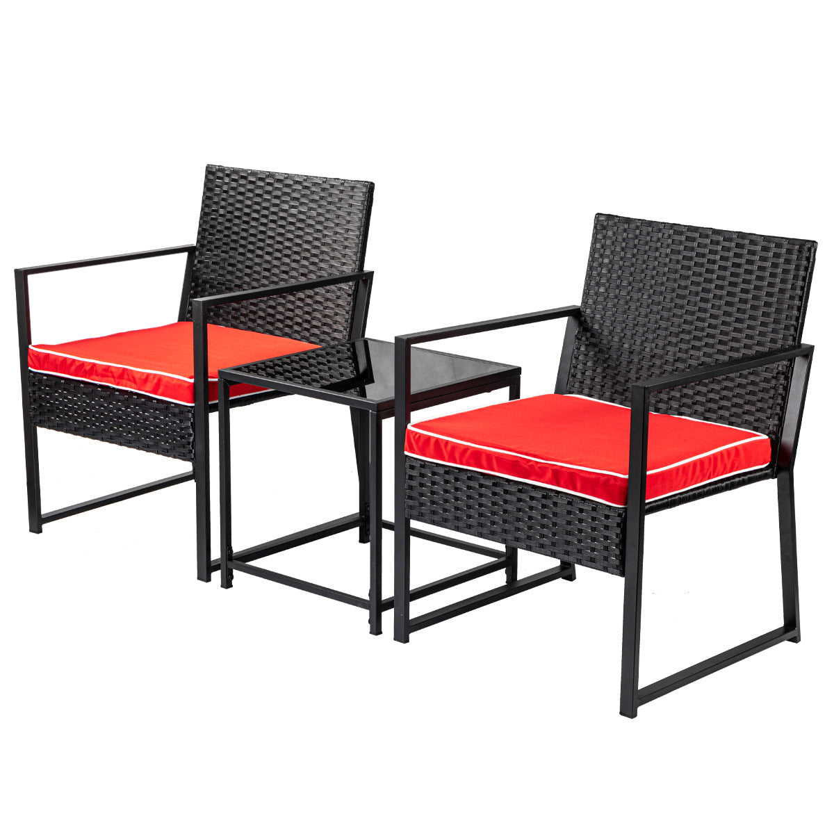 Modern Style Bistro Table Set Wicker 3 Pieces Bistro Table Set