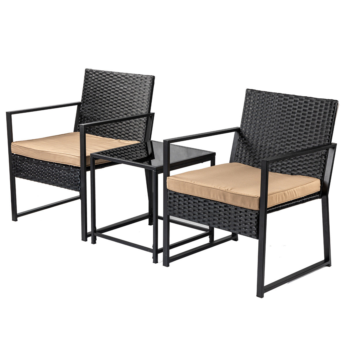 Modern Style Bistro Table Set Wicker 3 Pieces Bistro Table Set