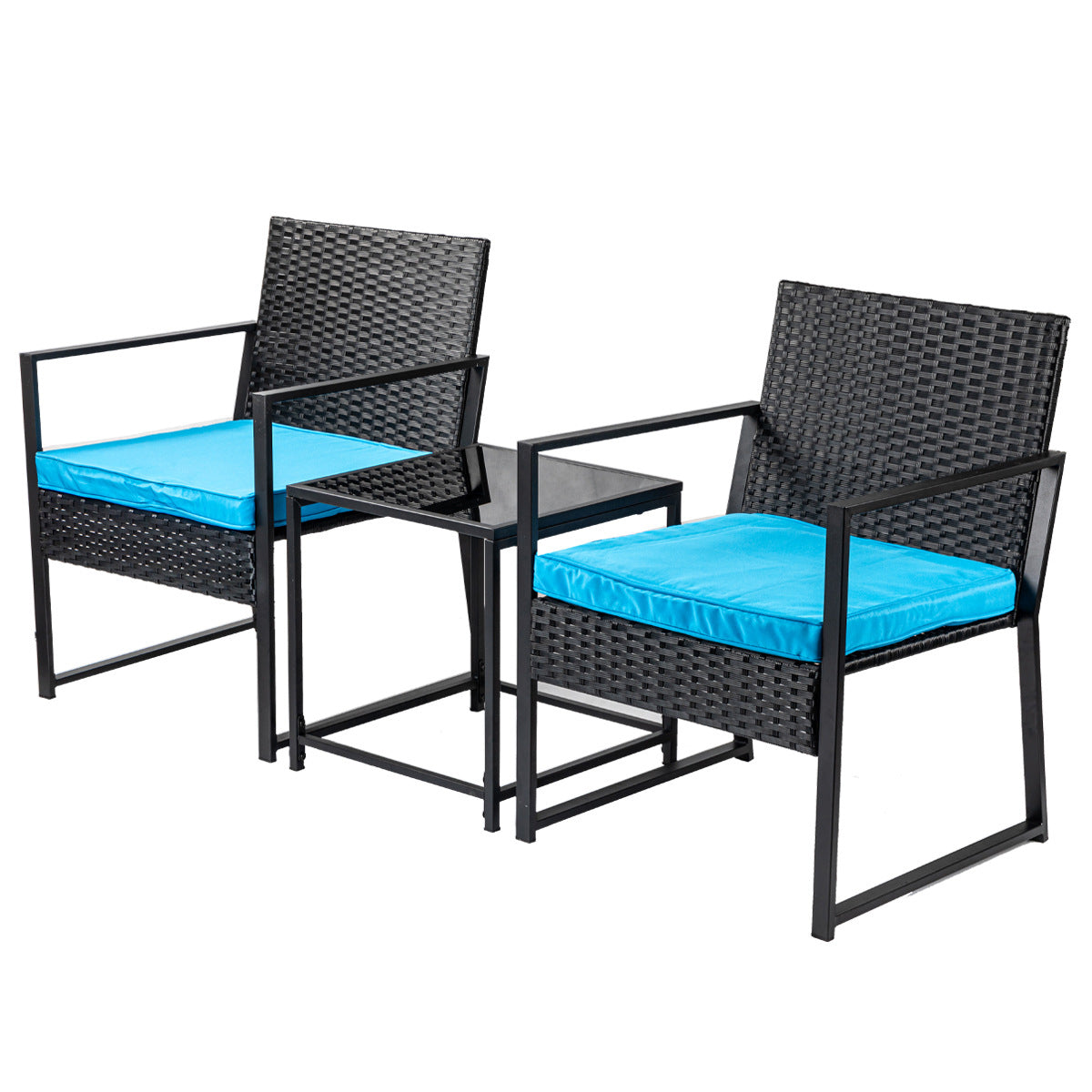 Modern Style Bistro Table Set Wicker 3 Pieces Bistro Table Set