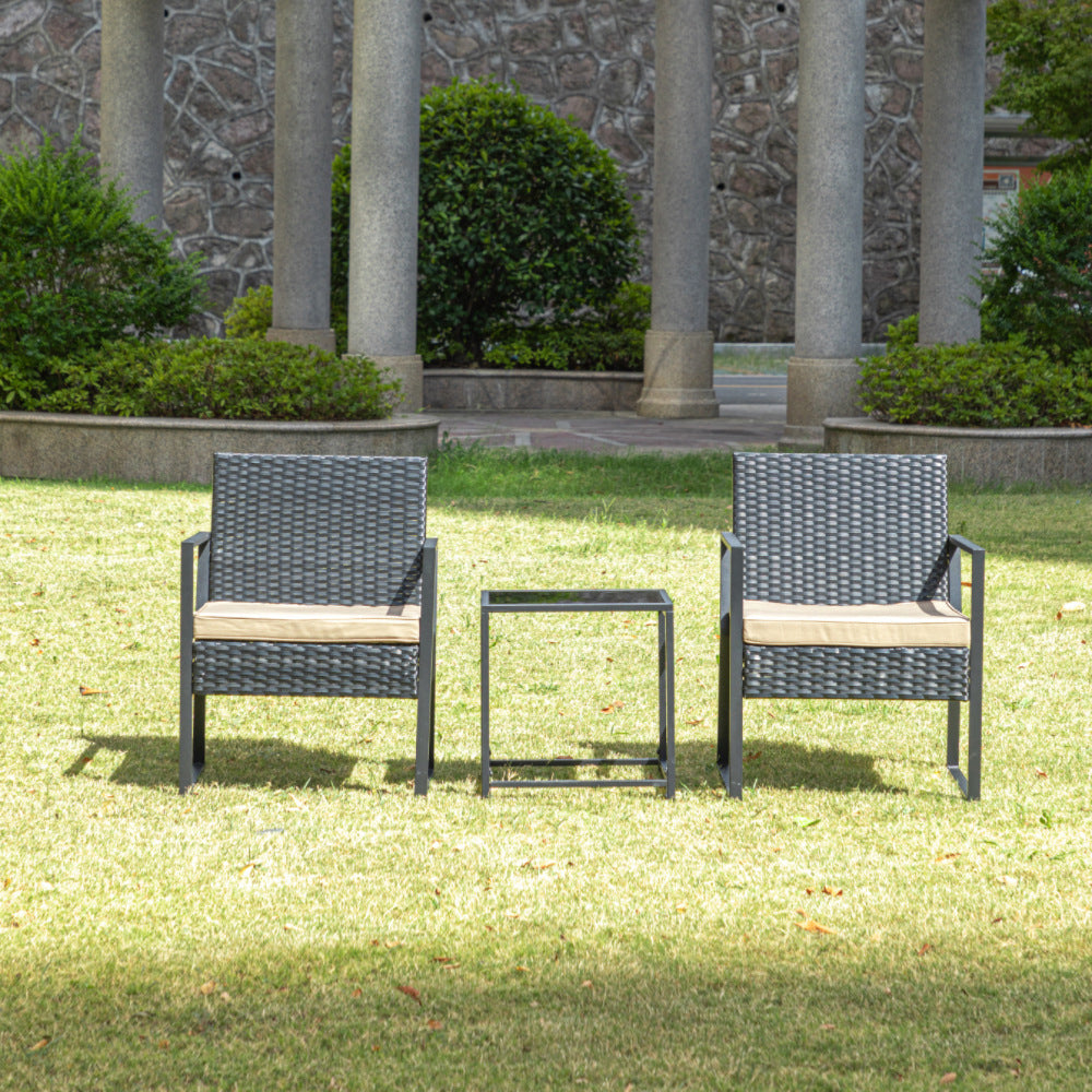 Modern Style Bistro Table Set Wicker 3 Pieces Bistro Table Set