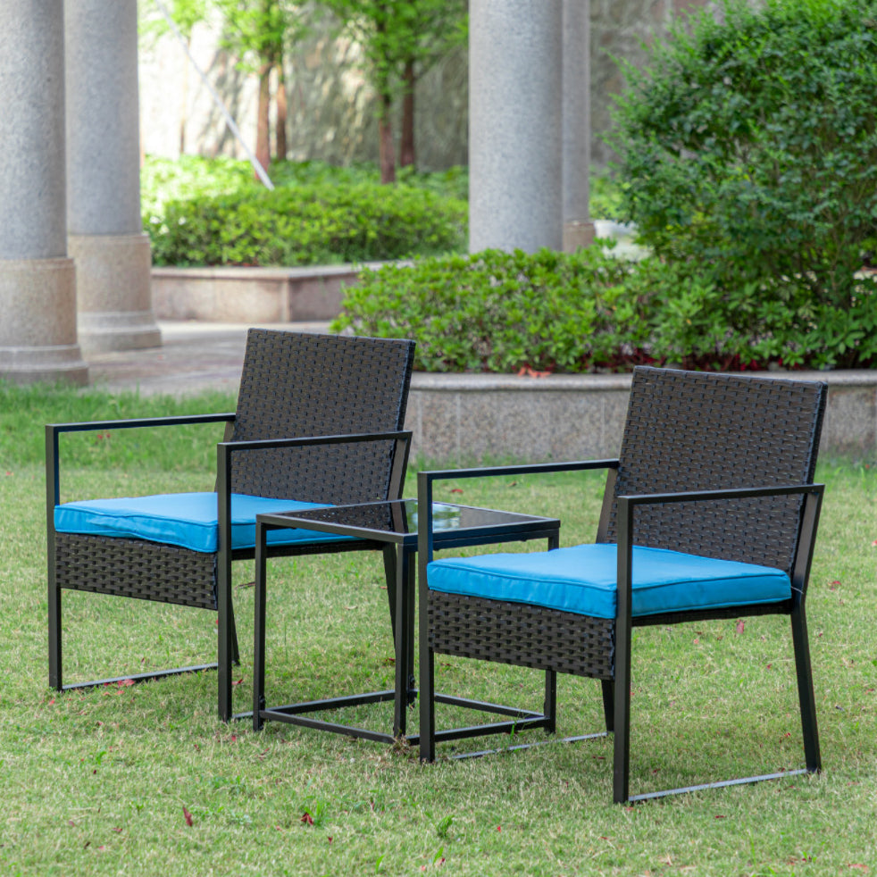 Modern Style Bistro Table Set Wicker 3 Pieces Bistro Table Set