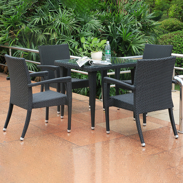 Modern Style Wicker Dining Set Wood Square 1/5 Pieces Dining Set