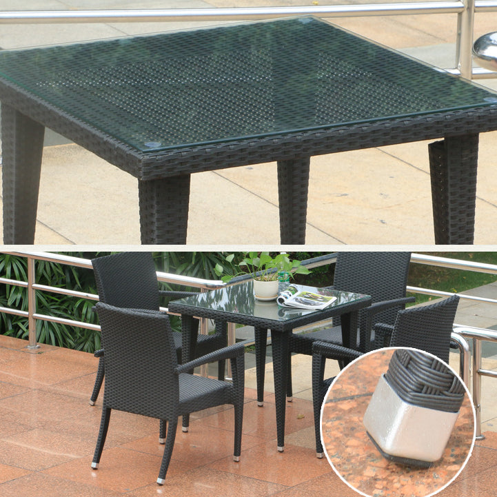 Modern Style Wicker Dining Set Wood Square 1/5 Pieces Dining Set