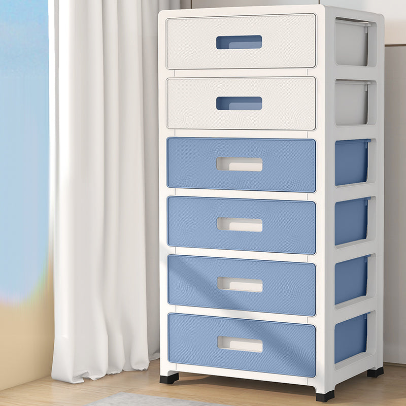 White and Blue Youth Armoire with Drawer Contemporary Coat Locker
