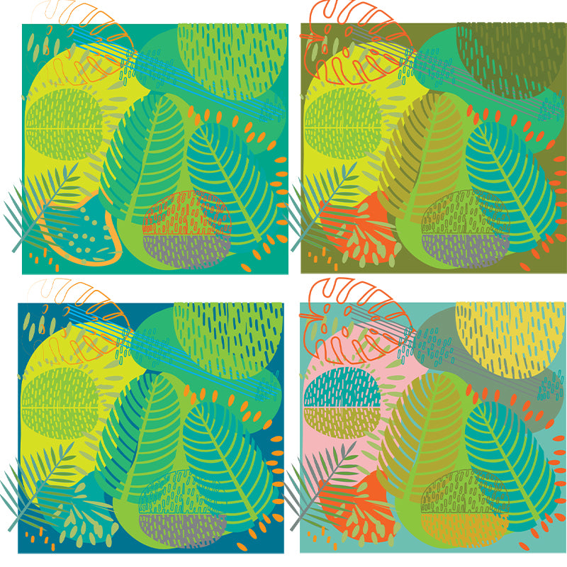 Plant Illustration Resistant Mural Wallpaper Environment Friendly Sleeping Room Wall Mural