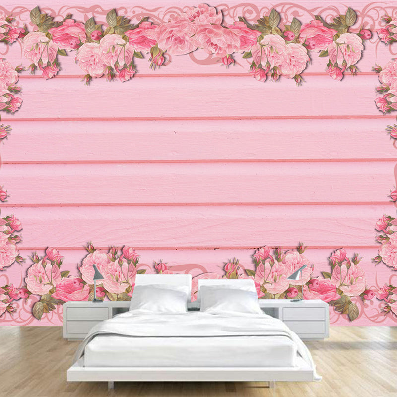 Illustration Stain Resistant Wallpaper Flowers Living Room Wall Mural
