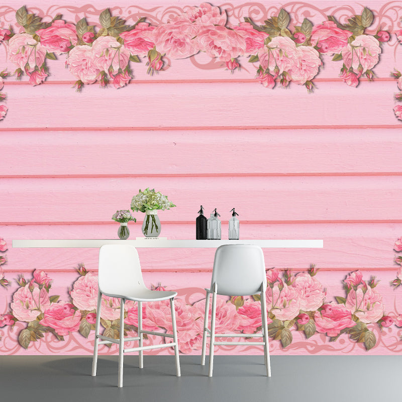 Illustration Stain Resistant Wallpaper Flowers Living Room Wall Mural