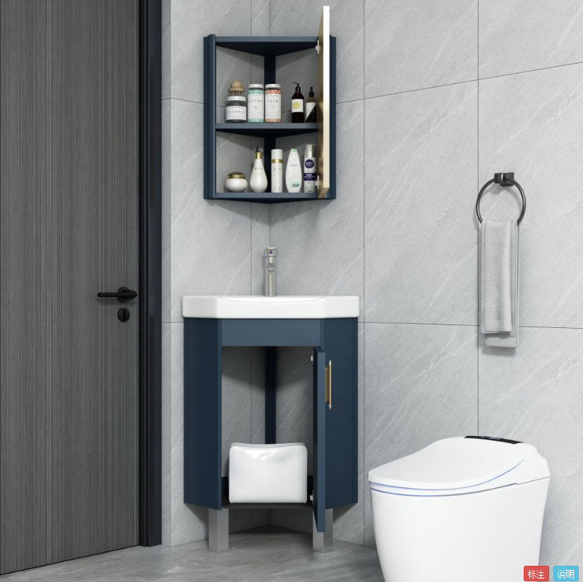 Contemporary Sink Vanity Triangular Wall Mounted Corner Bath Vanity