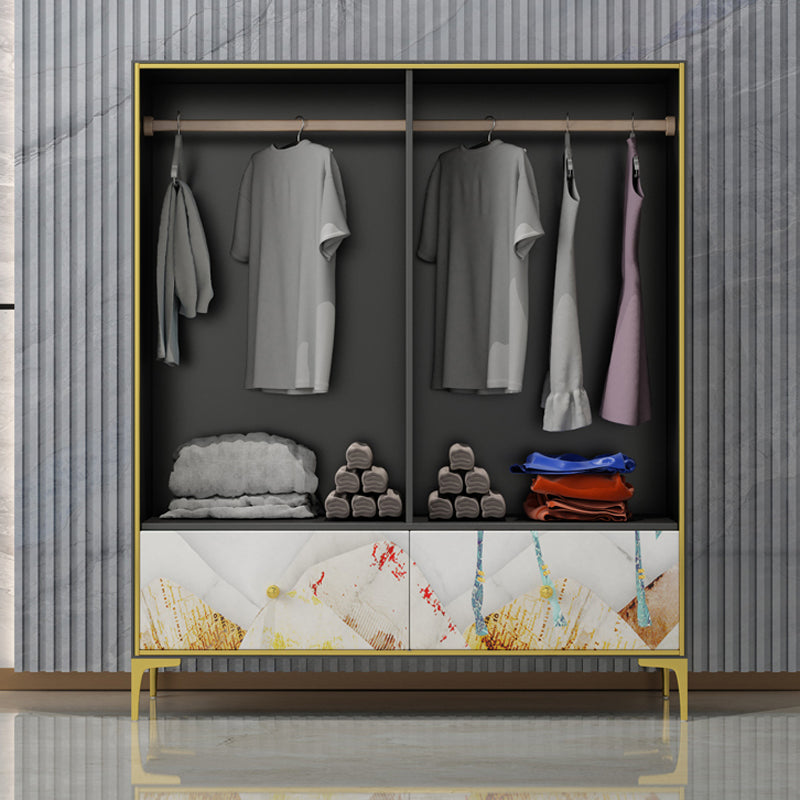 Modern 2 Doors 55.12" H Wardrobe Manufactured Wood Wardrobe Closet