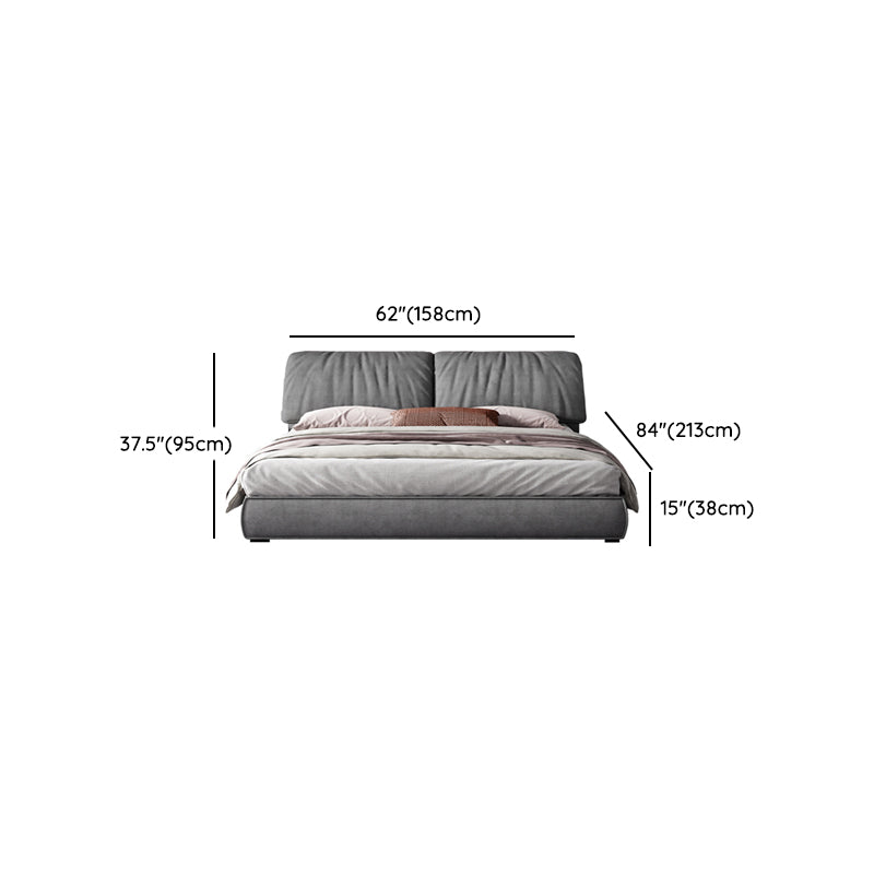 Modern Style Upholstered Headboard Grey Imitation Leather Bed