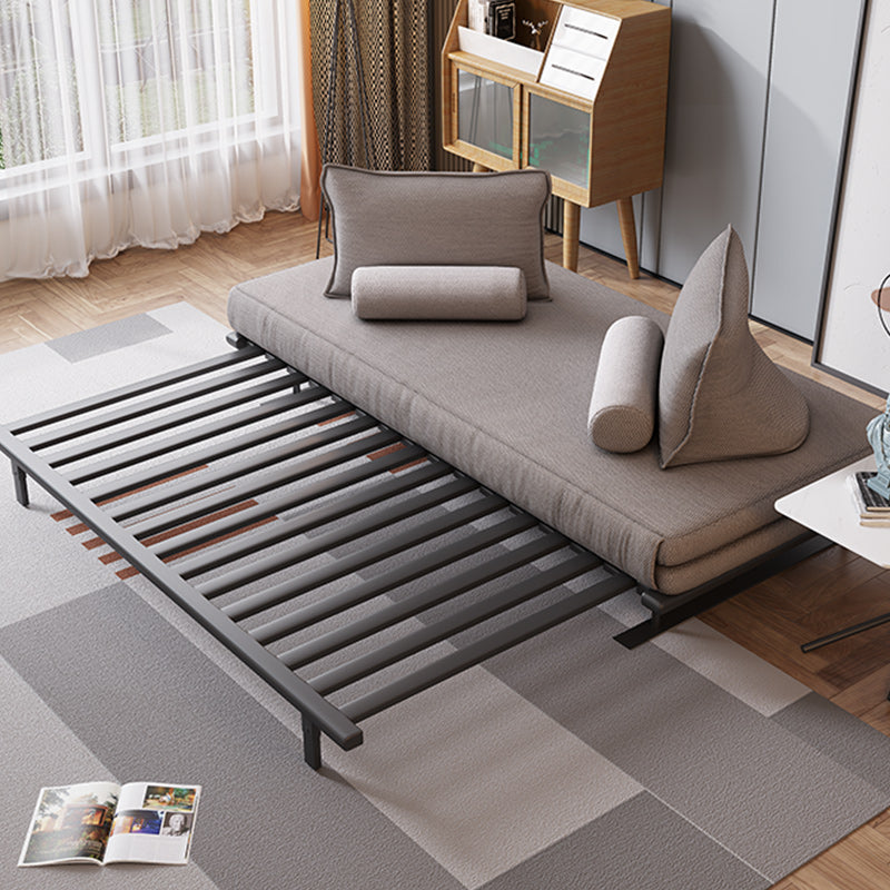 Modern Style Convertible Sofa Round Arm Upholstered Sofa Bed with Mattress