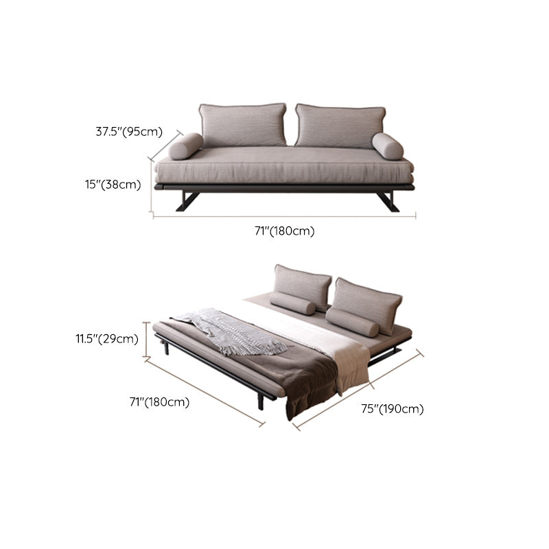 Modern Style Convertible Sofa Round Arm Upholstered Sofa Bed with Mattress