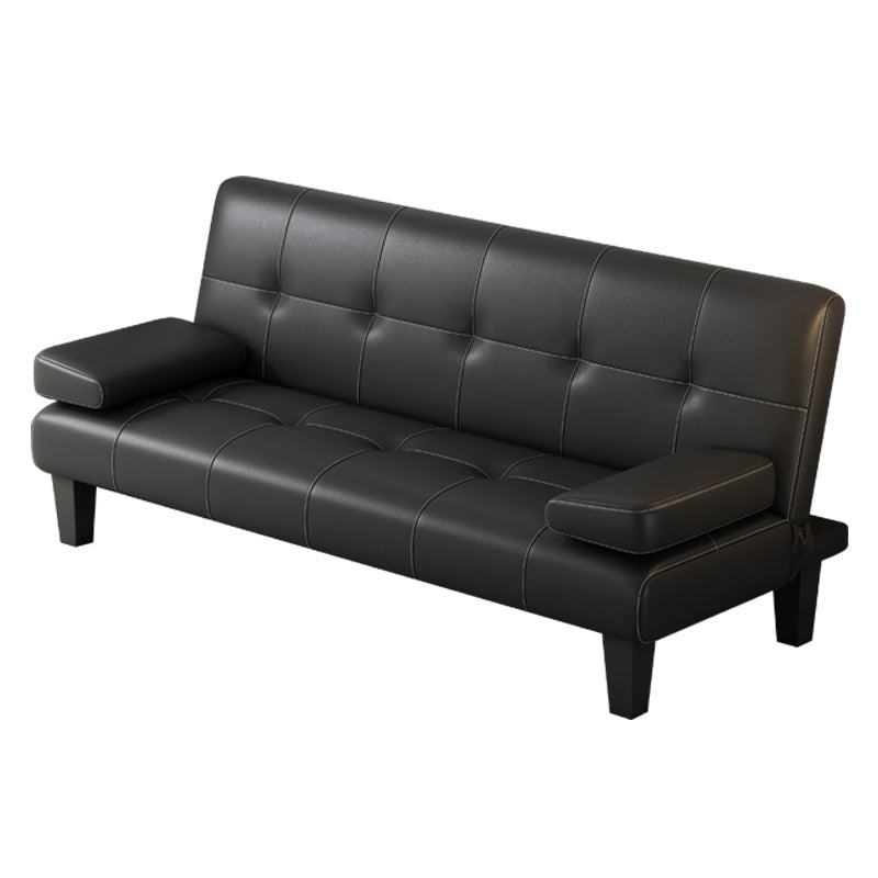 Contemporary Upholstered Sofa Bed PU Leather Convertible Sofa in Black