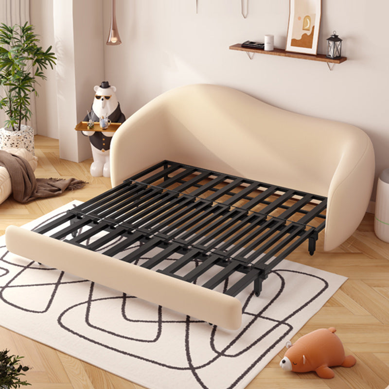 Upholstered Sleeper Sofa in Light Yellow Modernism Curved Sleeper Sofa