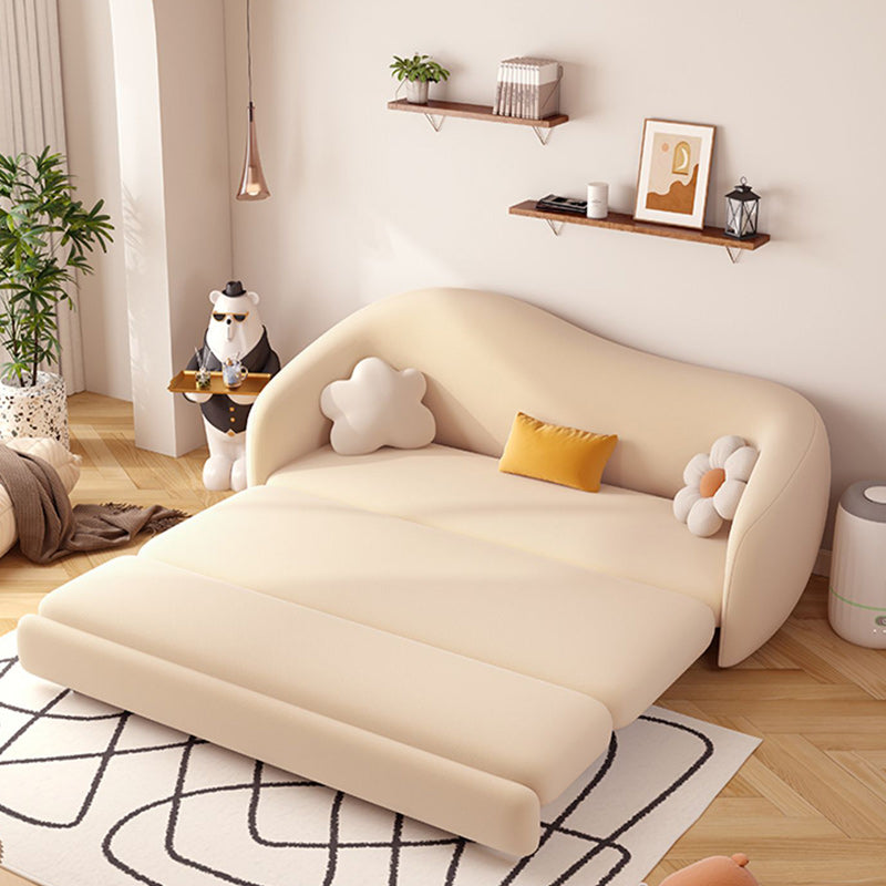 Upholstered Sleeper Sofa in Light Yellow Modernism Curved Sleeper Sofa