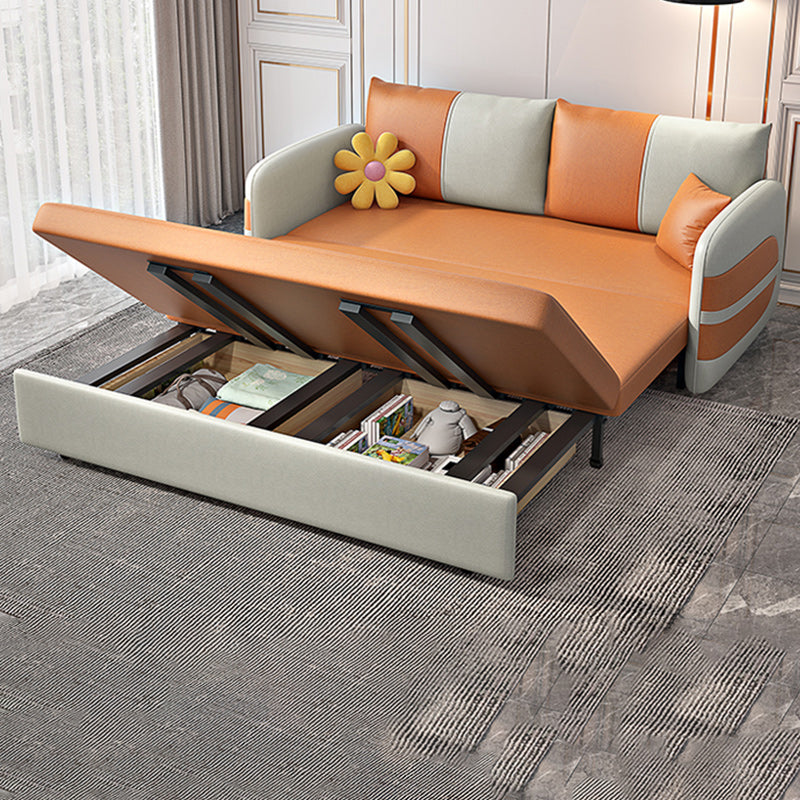 Scandinavain Futon Sofa Bed Faux Leather Storage Futon with Mattress