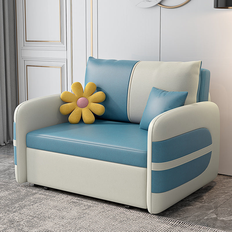 Scandinavain Futon Sofa Bed Faux Leather Storage Futon with Mattress