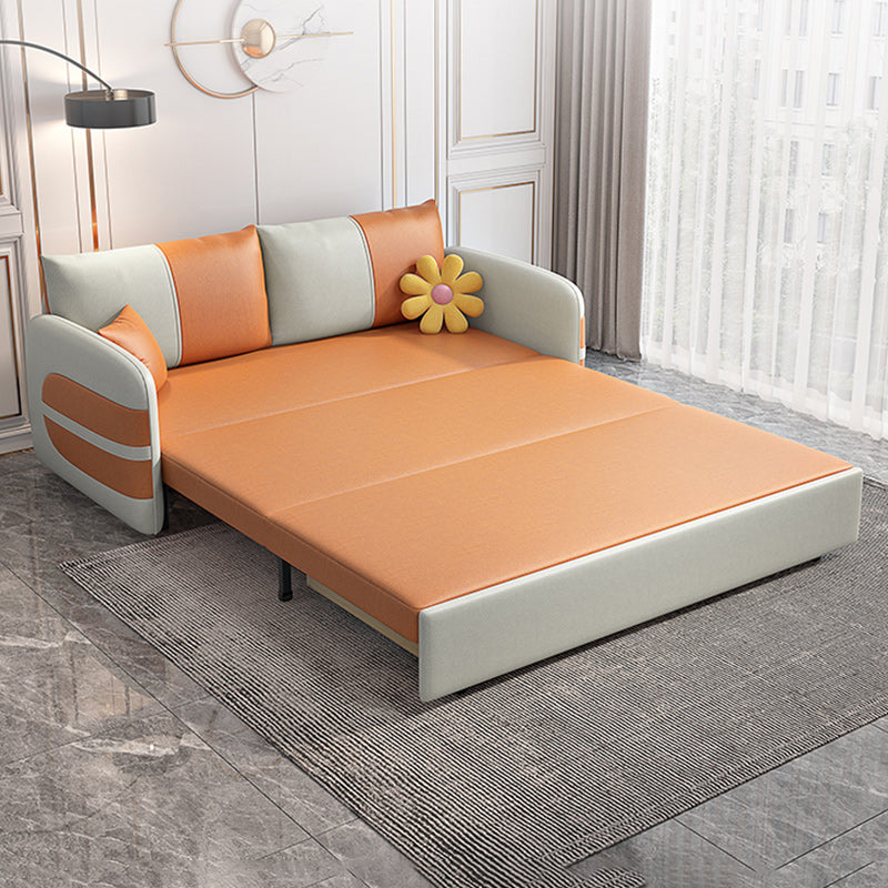 Scandinavain Futon Sofa Bed Faux Leather Storage Futon with Mattress