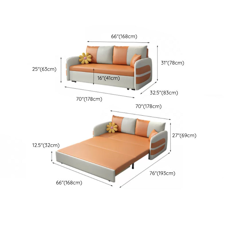 Scandinavain Futon Sofa Bed Faux Leather Storage Futon with Mattress