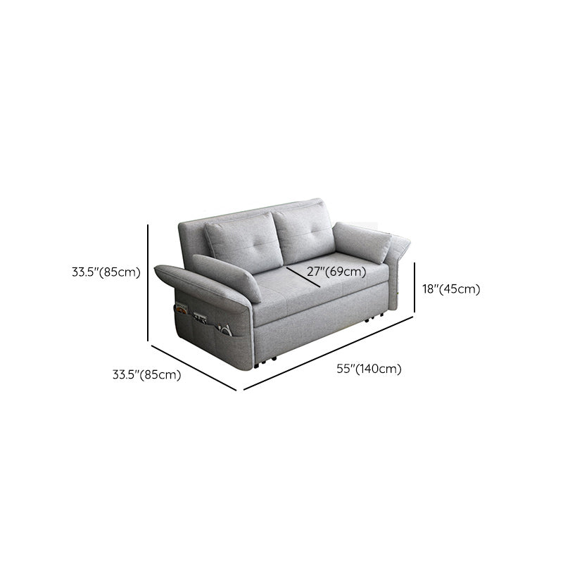 Modern Fabric Sleeper in Light Gray Flared Arm Futon And Mattress with Storage