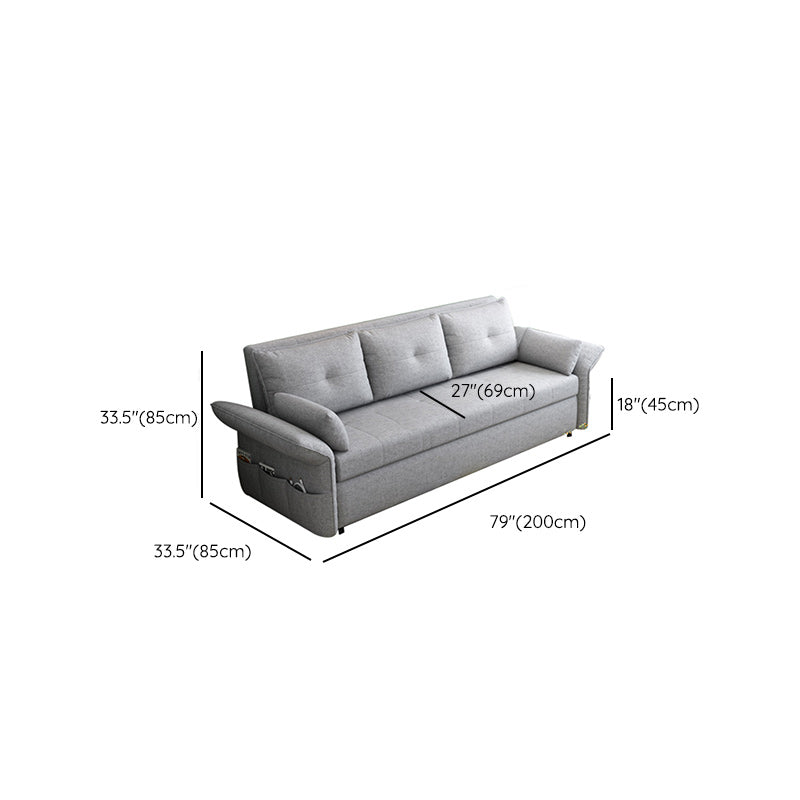 Modern Fabric Sleeper in Light Gray Flared Arm Futon And Mattress with Storage