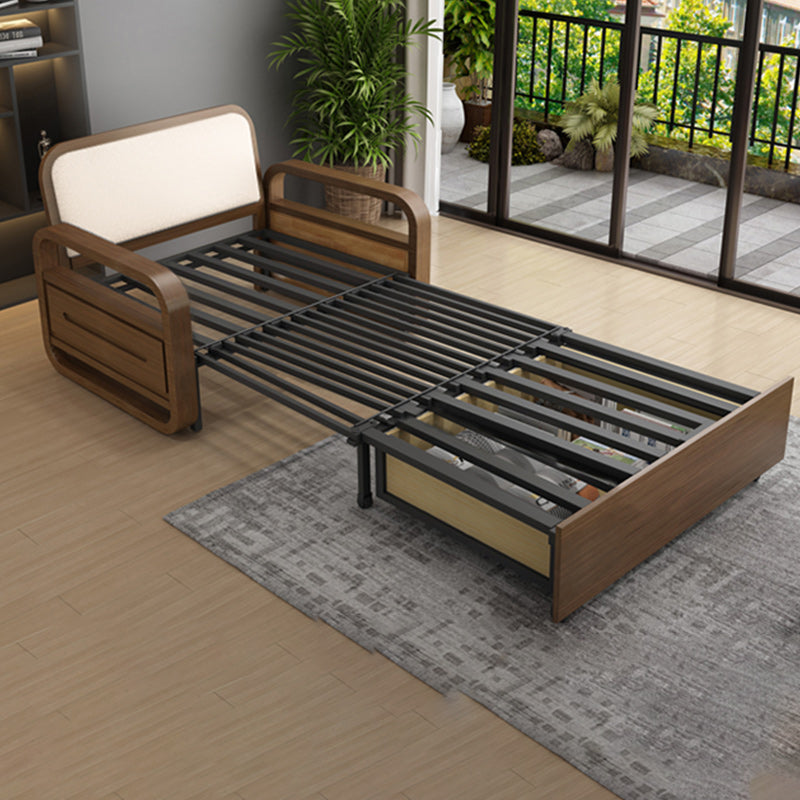 Upholstered Sleeper in Gray Solid Wood Futon And Mattress with Storage