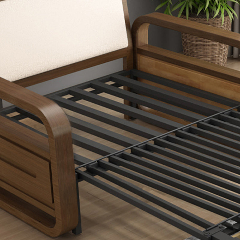 Upholstered Sleeper in Gray Solid Wood Futon And Mattress with Storage