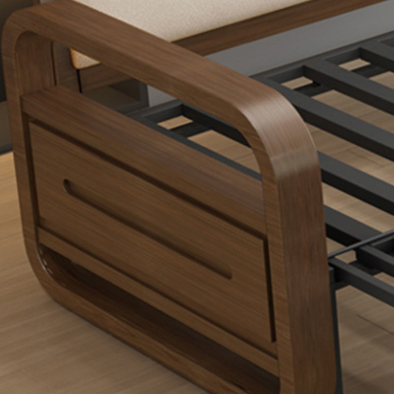 Upholstered Sleeper in Gray Solid Wood Futon And Mattress with Storage