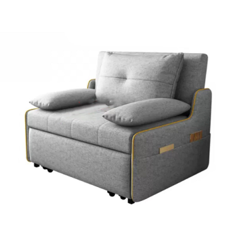 Storage Futon in Gray Modern Fabric Futon And Mattress with Pillows