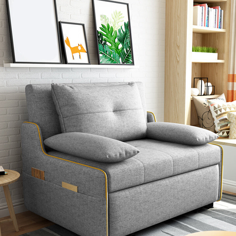 Storage Futon in Gray Modern Fabric Futon And Mattress with Pillows