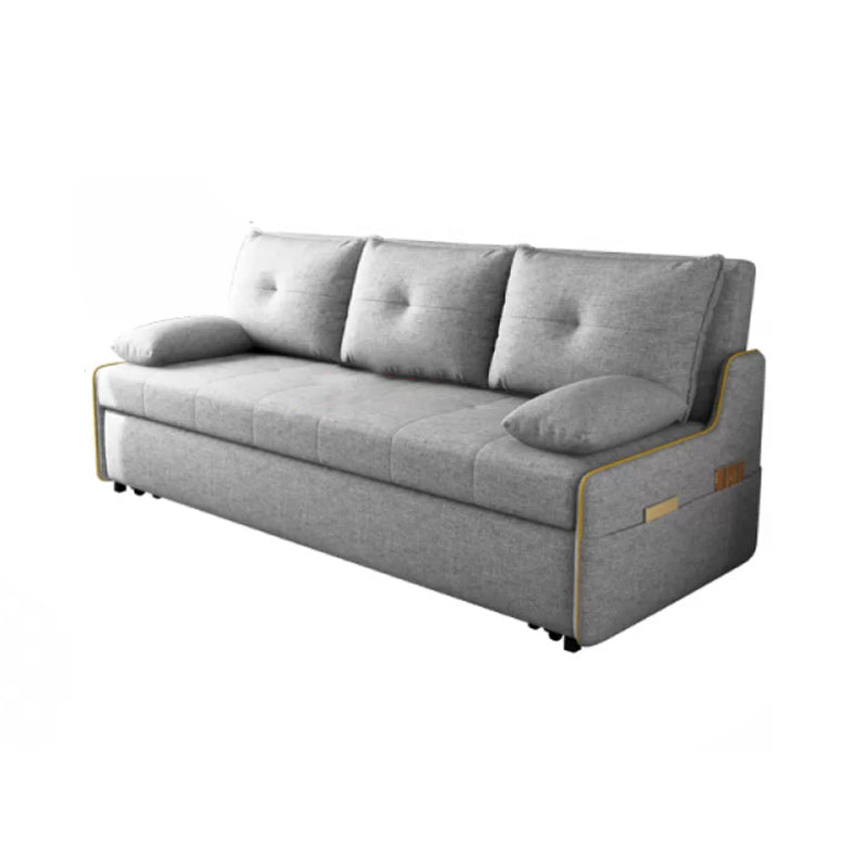 Storage Futon in Gray Modern Fabric Futon And Mattress with Pillows