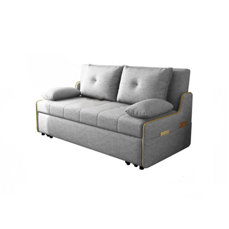 Storage Futon in Gray Modern Fabric Futon And Mattress with Pillows